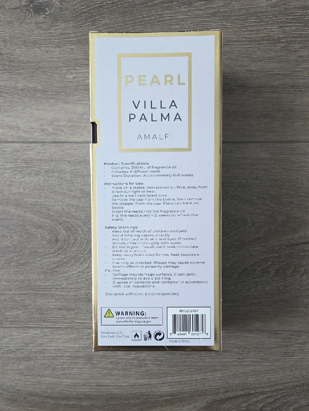 Pearl Villa Palma Amalfi Reed Diffuser – White & Gold